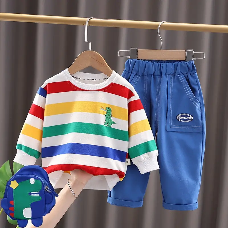 Children's Rainbow Striped Casual Set for Ages 1-5 - Image 5