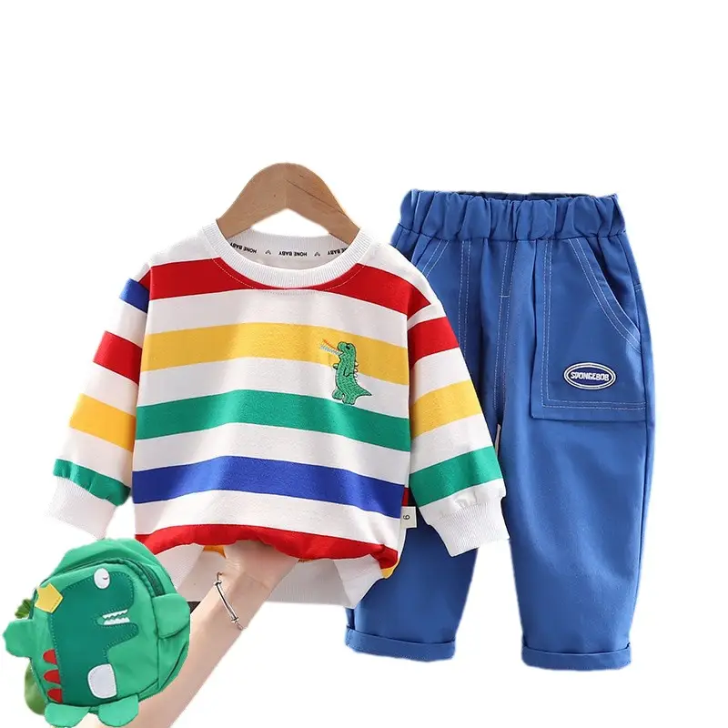 Children's Rainbow Striped Casual Set for Ages 1-5 - Image 6