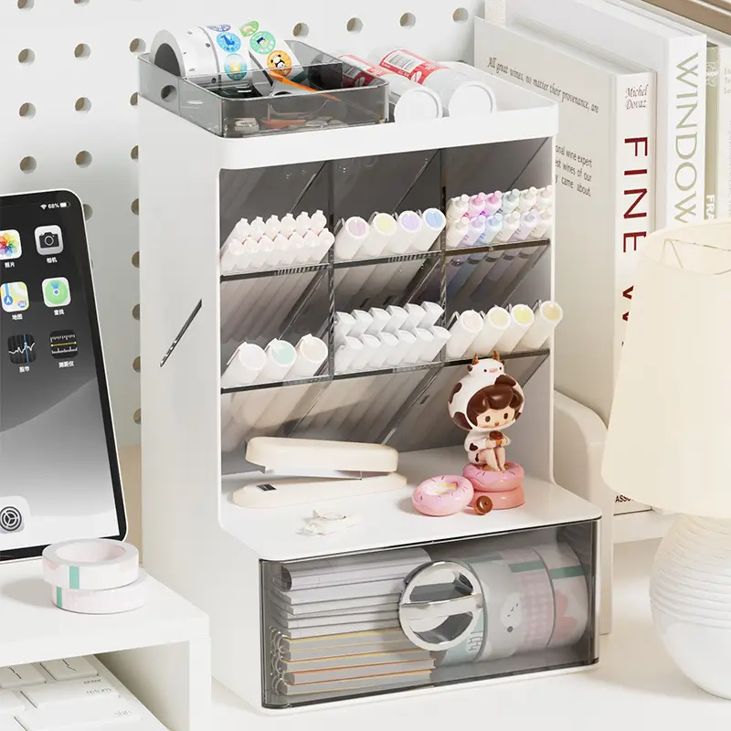 Transparent Oblique Pen Holder Storage Box for Students Office - Image 5