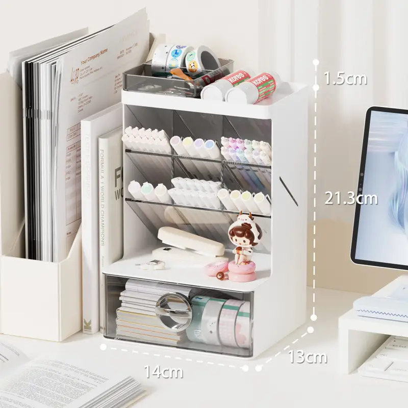 Transparent Oblique Pen Holder Storage Box for Students Office