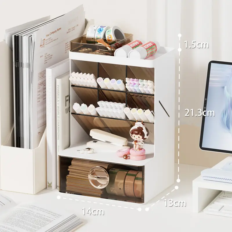 Transparent Oblique Pen Holder Storage Box for Students Office - Image 2