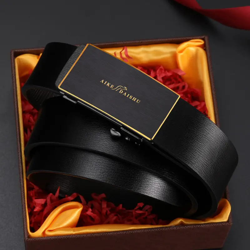Men's Genuine Leather Automatic Buckle Belt Brown - Image 4
