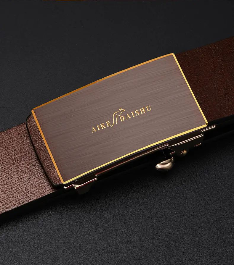Men's Genuine Leather Automatic Buckle Belt Brown — feature 15