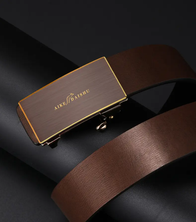 Men's Genuine Leather Automatic Buckle Belt Brown — feature 16