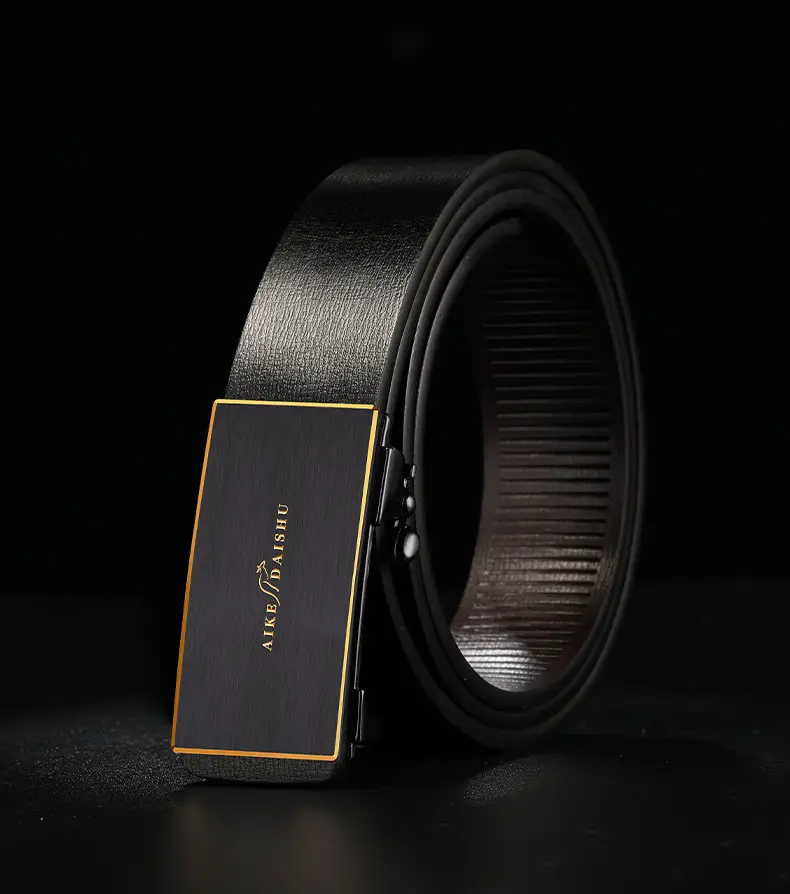 Men's Genuine Leather Automatic Buckle Belt Brown — feature 19