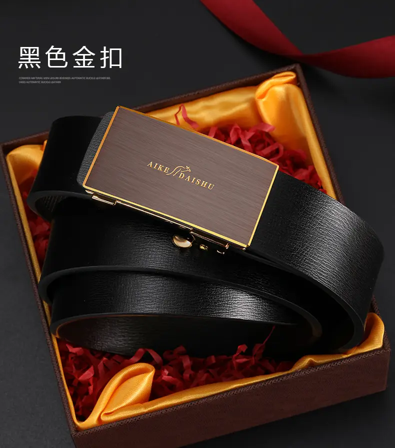 Men's Genuine Leather Automatic Buckle Belt Brown — feature 20