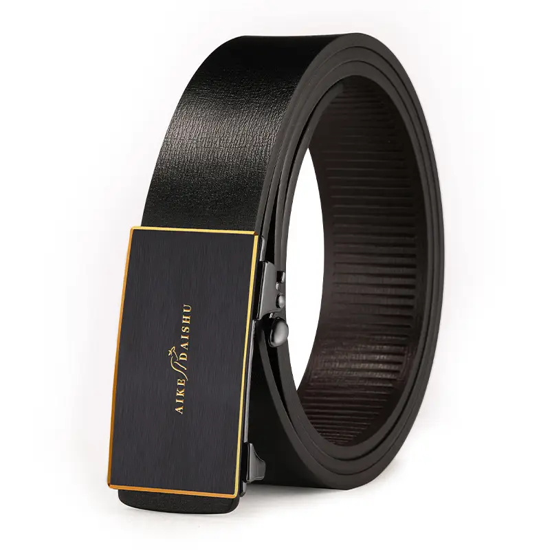Men's Genuine Leather Automatic Buckle Belt Brown - Image 2