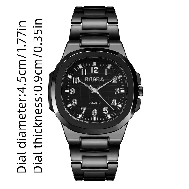 2023 ROSRA Men's Quartz Watch Black Gold Strap — feature 13