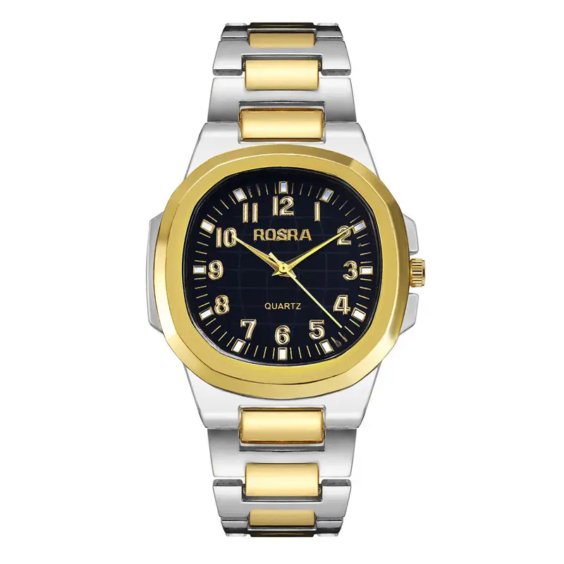 2023 ROSRA Men's Quartz Watch Black Gold Strap — feature 22