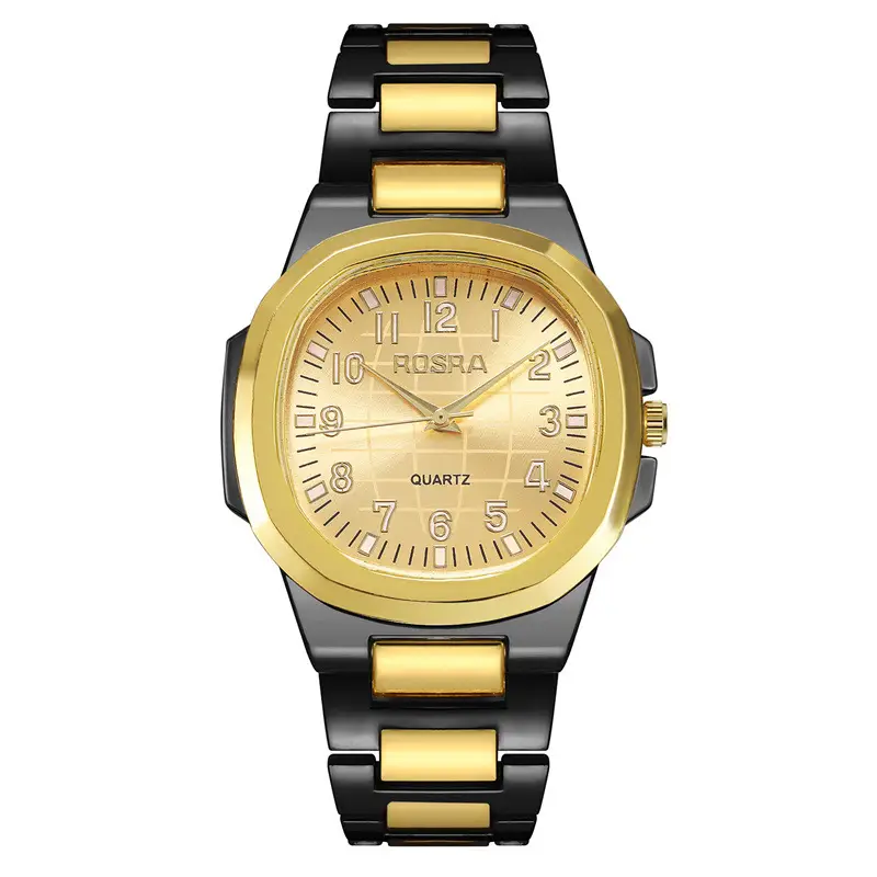 2023 ROSRA Men's Quartz Watch Black Gold Strap — feature 8