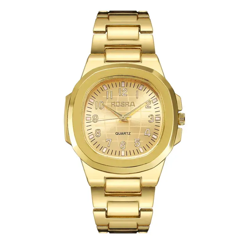 2023 ROSRA Men's Quartz Watch Black Gold Strap