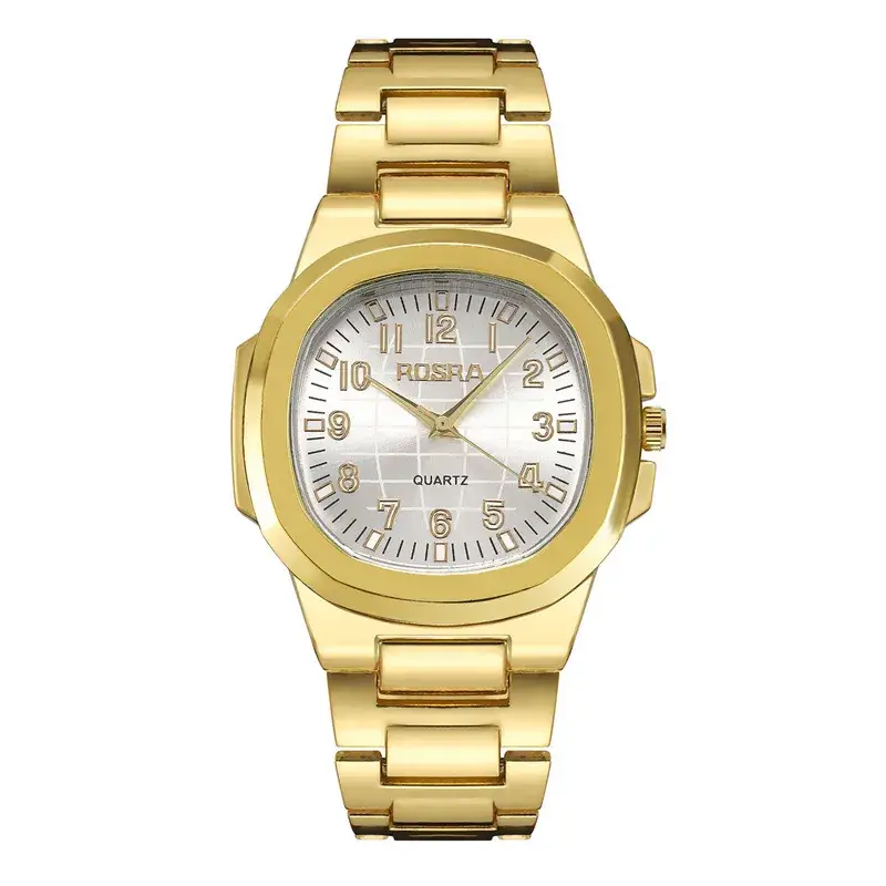 2023 ROSRA Men's Quartz Watch Black Gold Strap