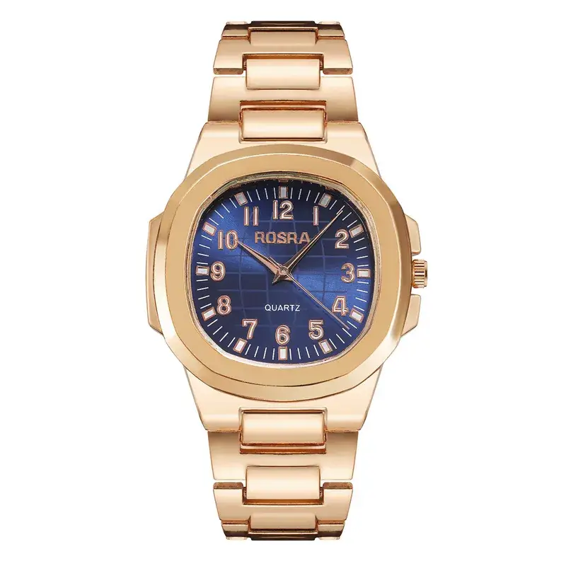 2023 ROSRA Men's Quartz Watch Black Gold Strap