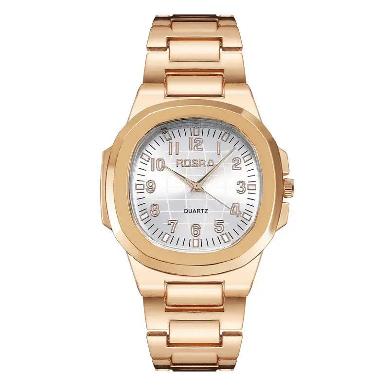 2023 ROSRA Men's Quartz Watch Black Gold Strap