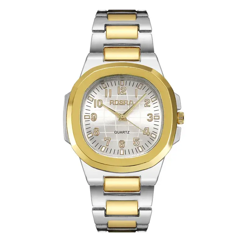 2023 ROSRA Men's Quartz Watch Black Gold Strap