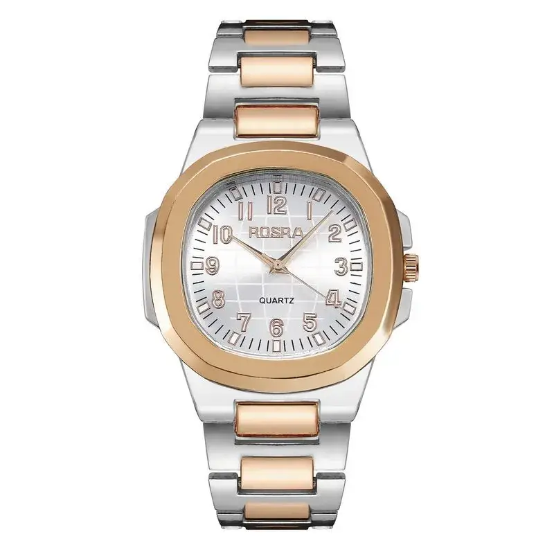 2023 ROSRA Men's Quartz Watch Black Gold Strap