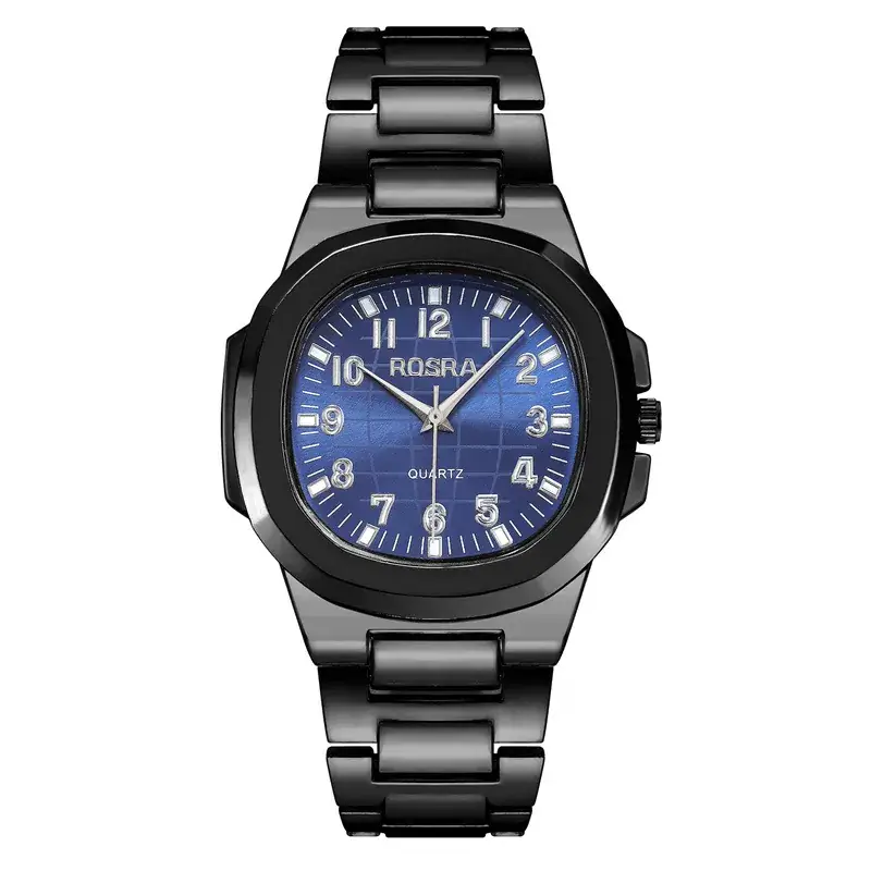 2023 ROSRA Men's Quartz Watch Black Gold Strap
