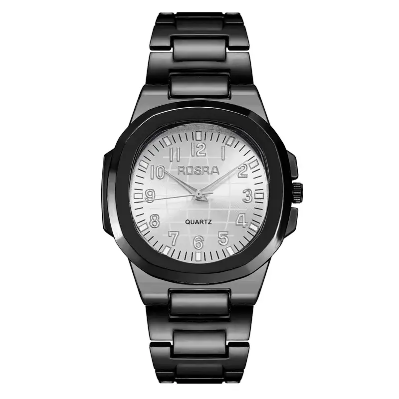 2023 ROSRA Men's Quartz Watch Black Gold Strap