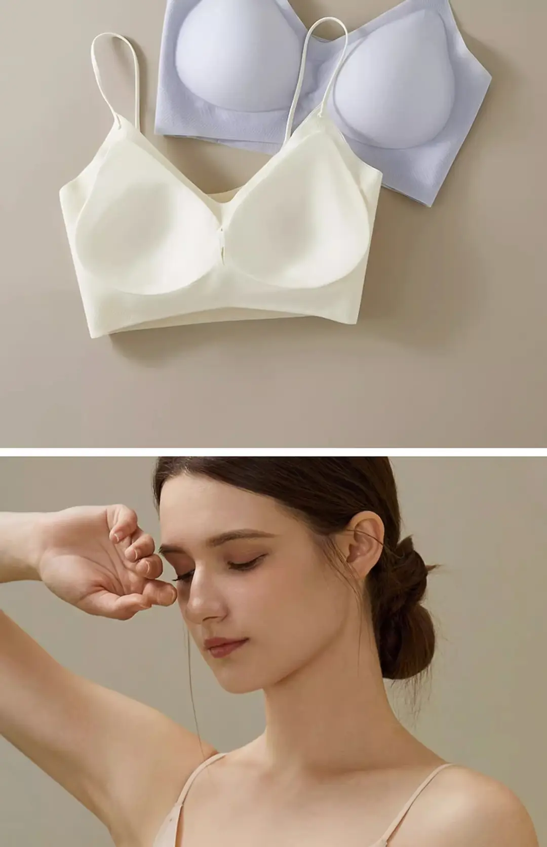 Cool Sense Seamless Underwear Women's Ice Silk Summer Thin Small Chest Special Push-Up Breathable Bra with Upper Bra — feature 20