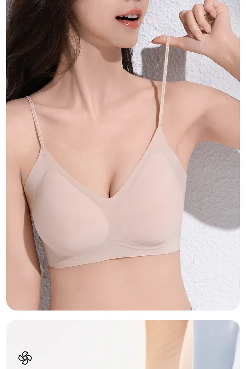 Cool Sense Seamless Underwear Women's Ice Silk Summer Thin Small Chest Special Push-Up Breathable Bra with Upper Bra — feature 31