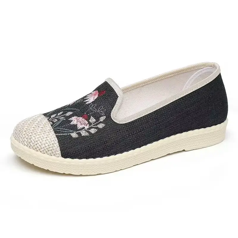 Spring and Autumn New Old Beijing Cloth Shoes Women's Shoes Canvas Shoes Single Shoes Non-Slip Soft Sole Plaid Wear-Resistant Middle-Aged and Elderly Ladieswear's Shoes - Image 6