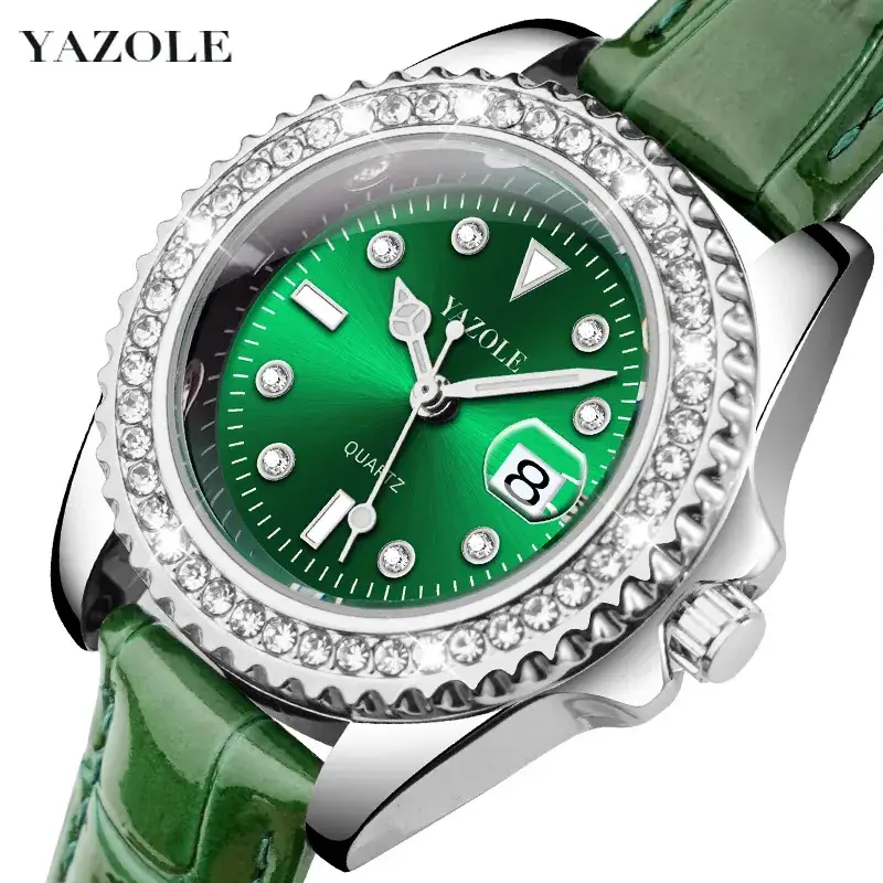 Green Diamond Watch for Women with Green Strap