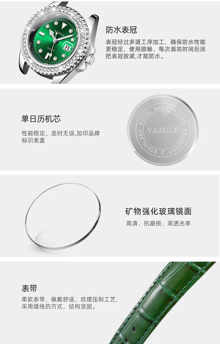 Green Diamond Watch for Women with Green Strap — feature 8