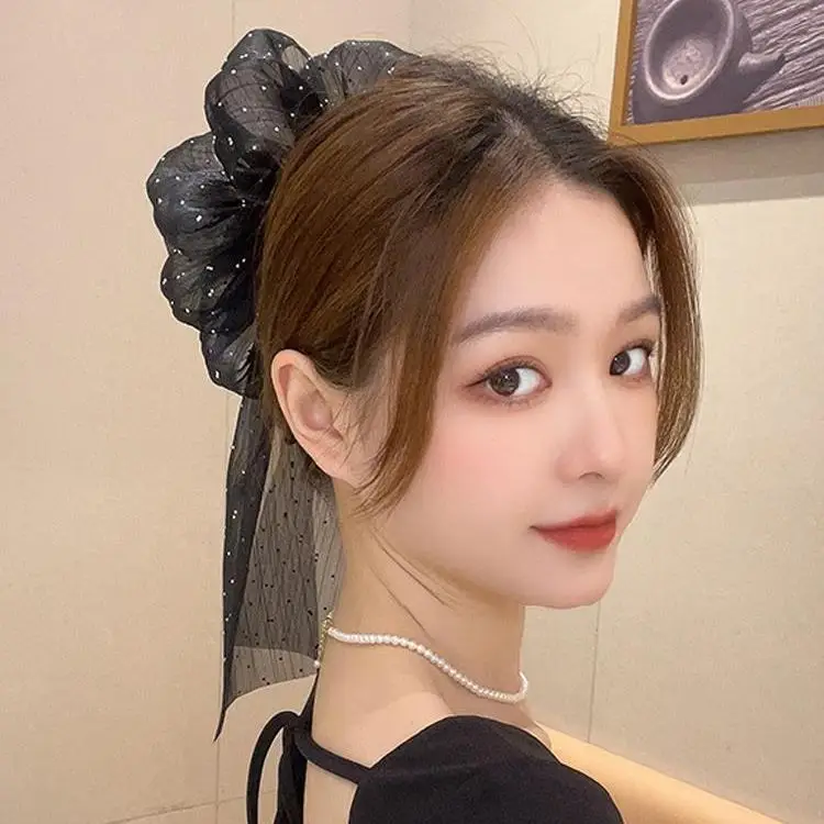 Black Big Bow Hair Ponytail for Women - Image 4