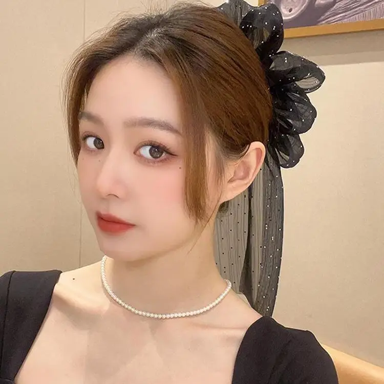 Black Big Bow Hair Ponytail for Women - Image 5
