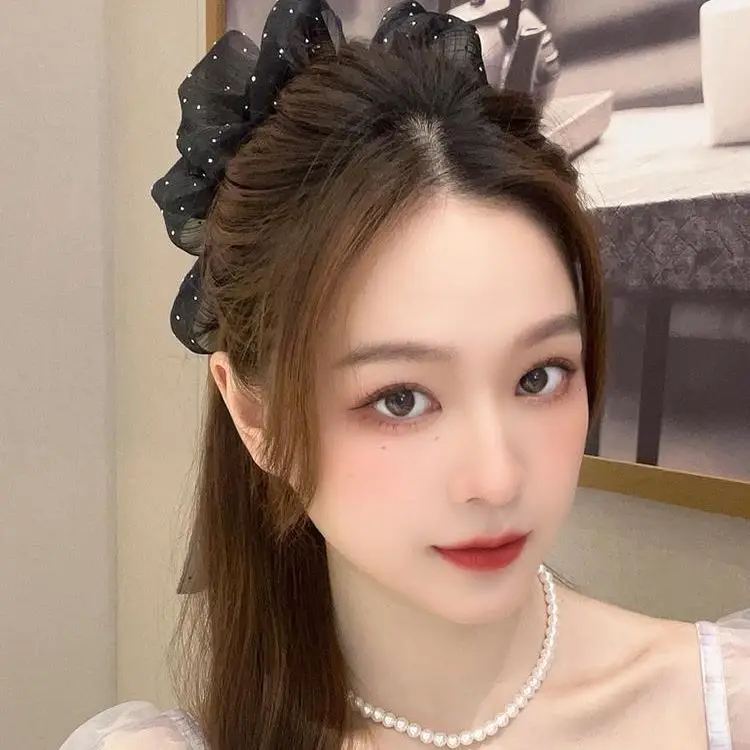 Black Big Bow Hair Ponytail for Women - Image 6