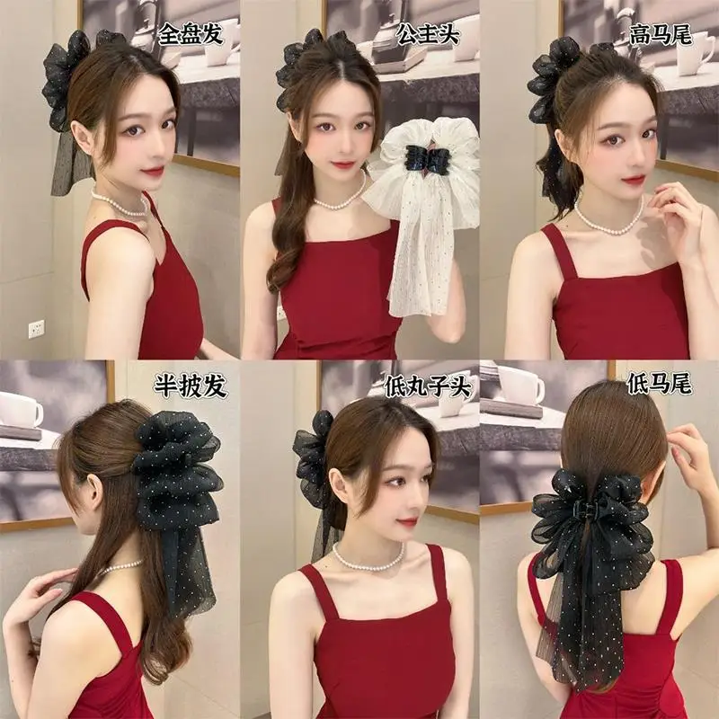 Black Big Bow Hair Ponytail for Women — feature 7