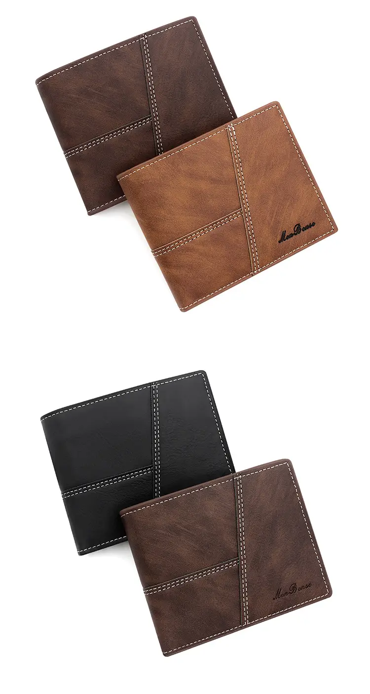 New Men's Short Wallet Brown Leather Cross Border Multi Card — feature 18