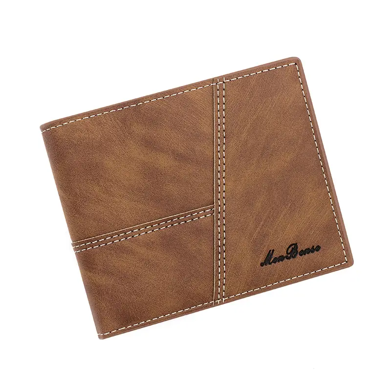 New Men's Short Wallet Brown Leather Cross Border Multi Card - Image 2