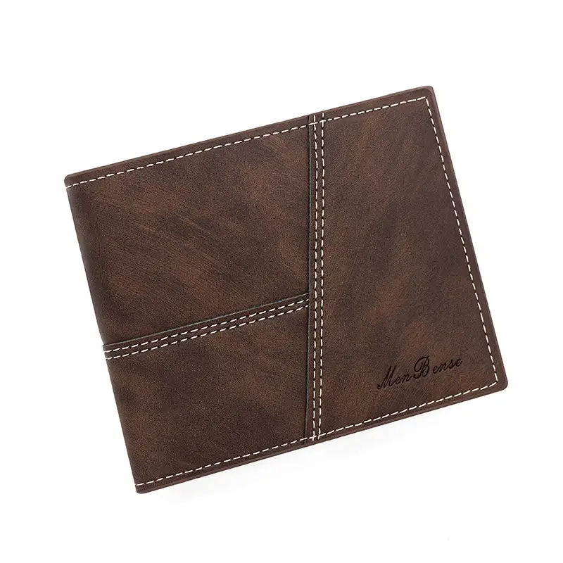 New Men's Short Wallet Brown Leather Cross Border Multi Card - Image 3