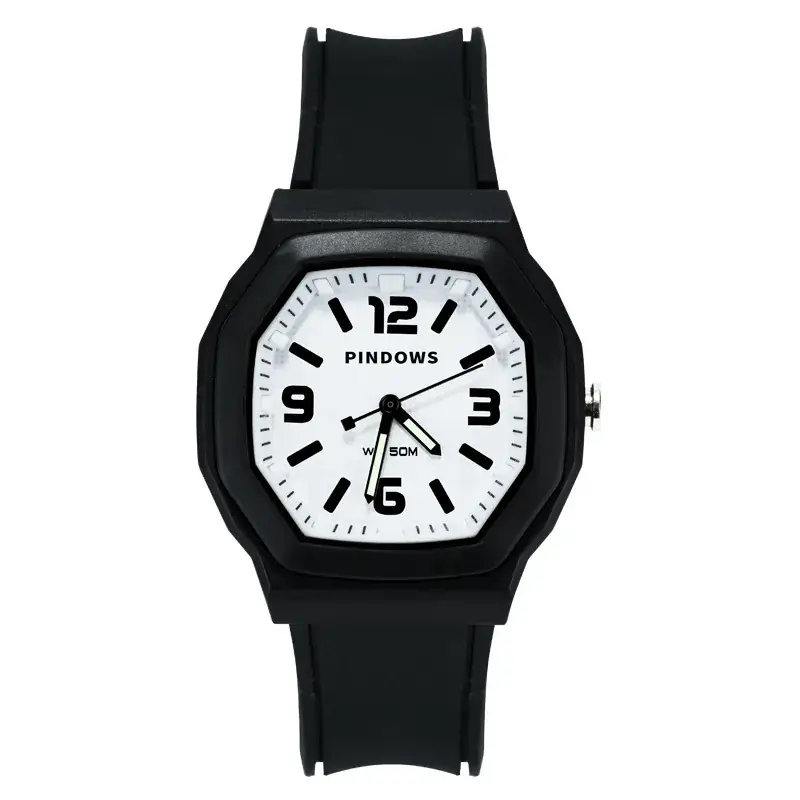 Pasnew Japan Quartz Silicone Watch for Kids Black