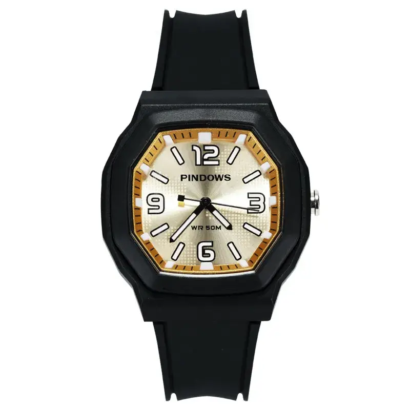 Pasnew Japan Quartz Silicone Watch for Kids Black