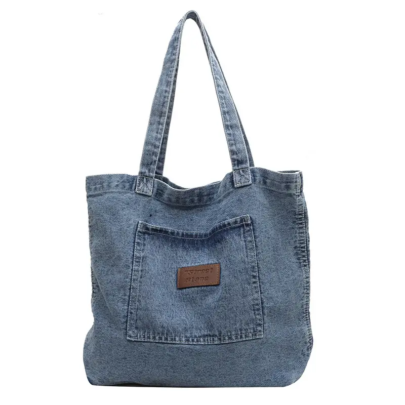 Denim Canvas Tote Bag Large Capacity Washable - Image 2