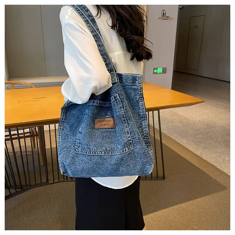 Denim Canvas Tote Bag Large Capacity Washable — feature 10