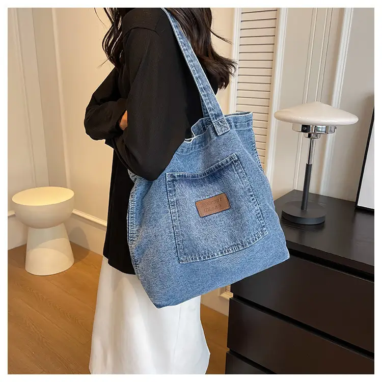 Denim Canvas Tote Bag Large Capacity Washable — feature 15