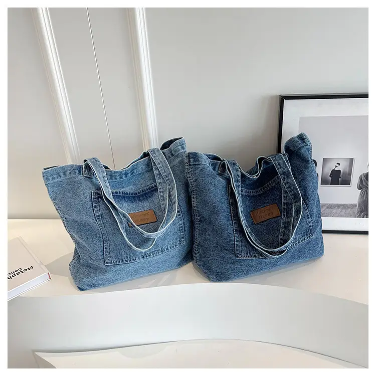 Denim Canvas Tote Bag Large Capacity Washable — feature 19