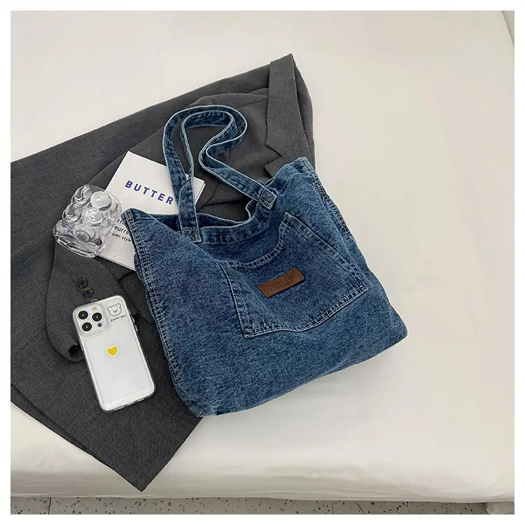 Denim Canvas Tote Bag Large Capacity Washable — feature 20