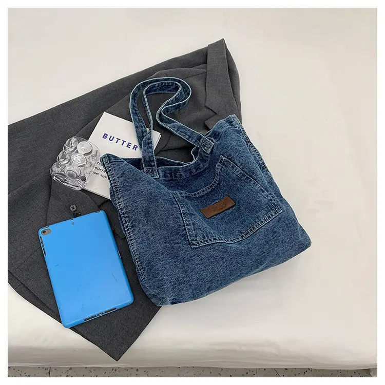 Denim Canvas Tote Bag Large Capacity Washable — feature 21