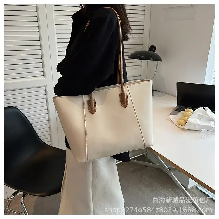 Women's Beige Leather Tote Bag Large Capacity 2023 β feature 15