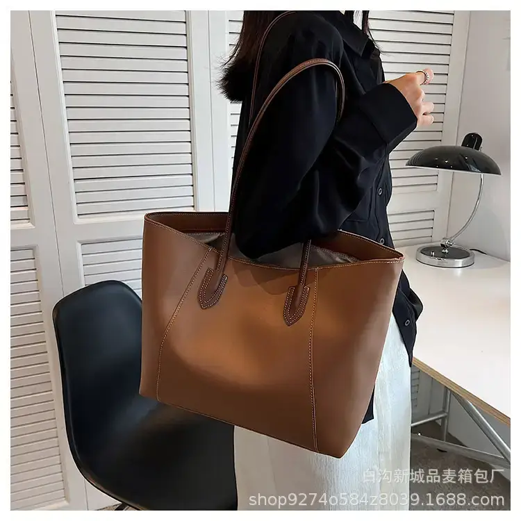 Women's Beige Leather Tote Bag Large Capacity 2023 β feature 17