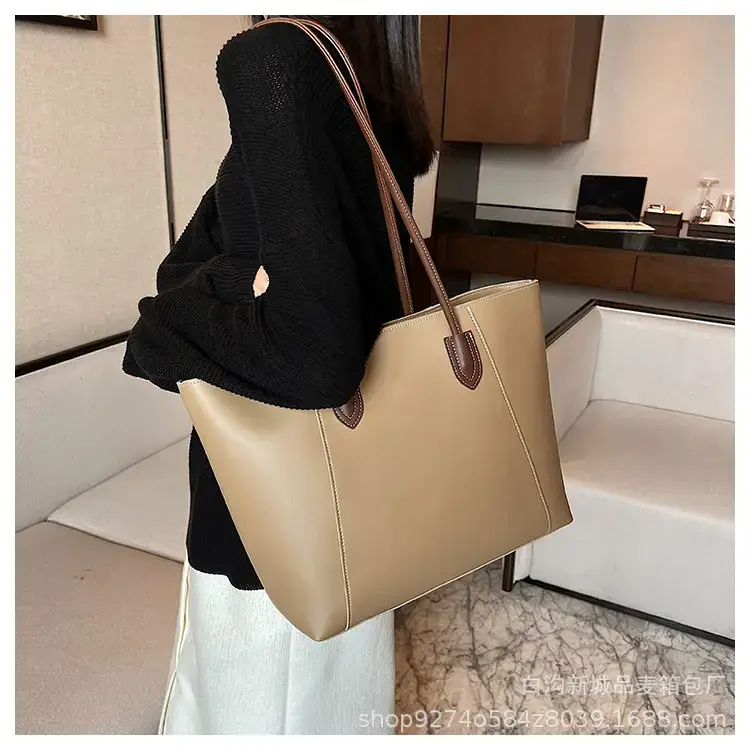 Women's Beige Leather Tote Bag Large Capacity 2023 β feature 20