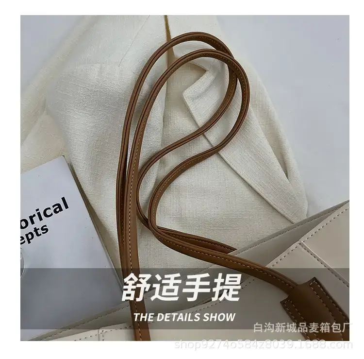 Women's Beige Leather Tote Bag Large Capacity 2023 β feature 5