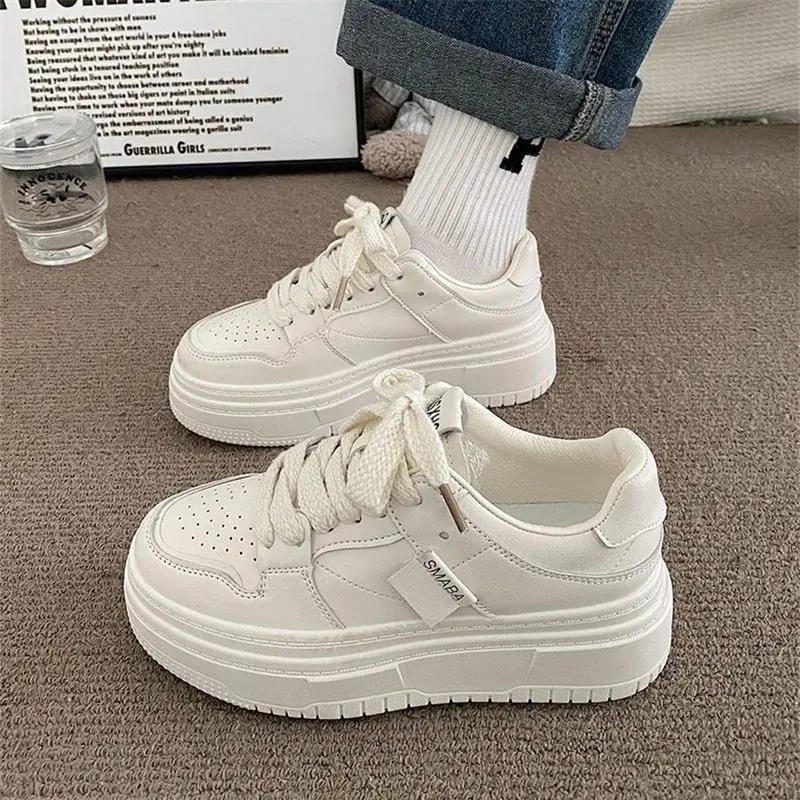 Women White Thick Platform Casual Shoes 2023 - Image 4
