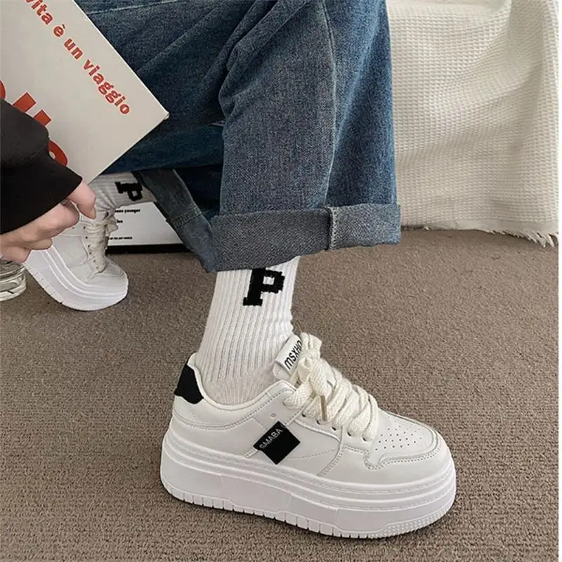 Women White Thick Platform Casual Shoes 2023 - Image 5