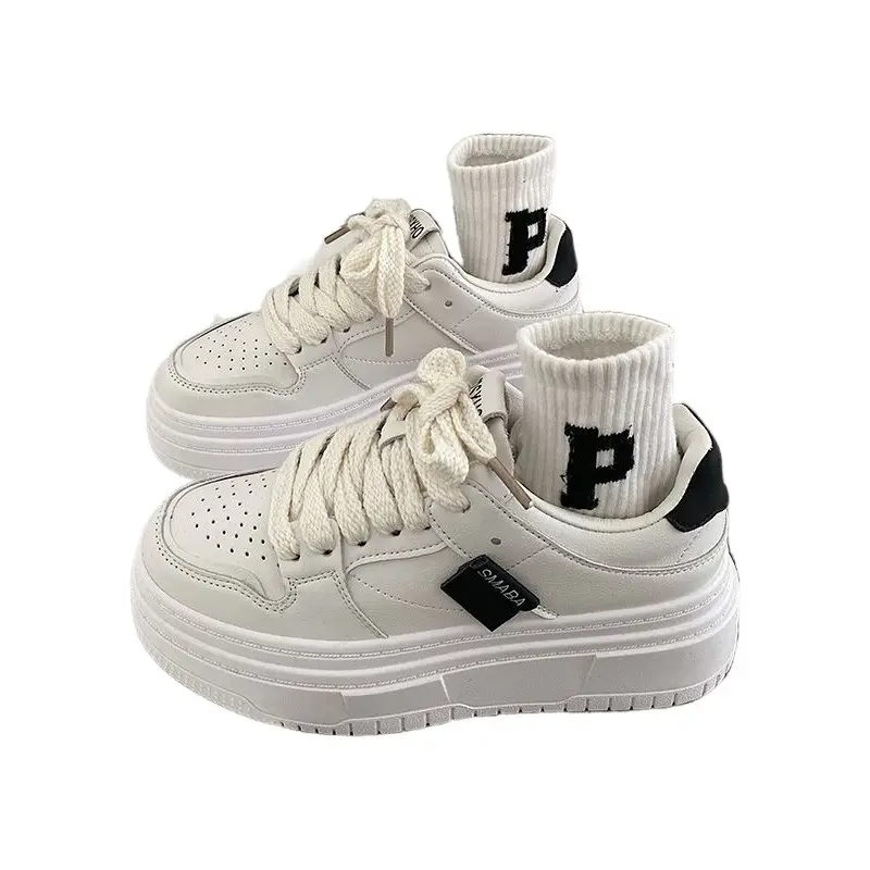Women White Thick Platform Casual Shoes 2023 - Image 7