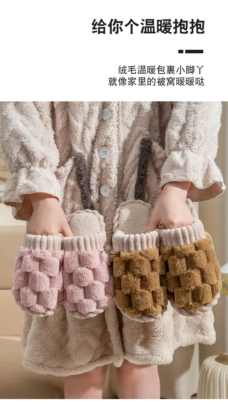 2023 Autumn and Winter New Cotton Slippers Women's Indoor Home and Household Couple Non-slip Warm Warm Velvet Cotton Slippers for Men — feature 9